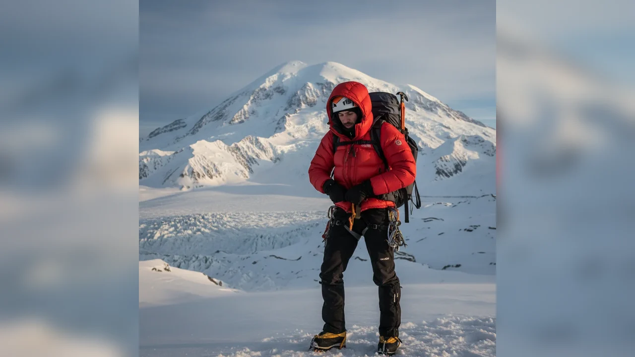 Alpinistul Adrian Ahrițculesei înaintează spre vârful Denali