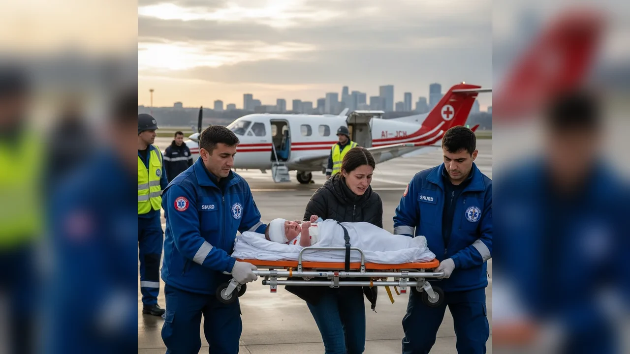 Bebeluș de 5 luni cu arsuri severe, transferat de urgență la spital în București