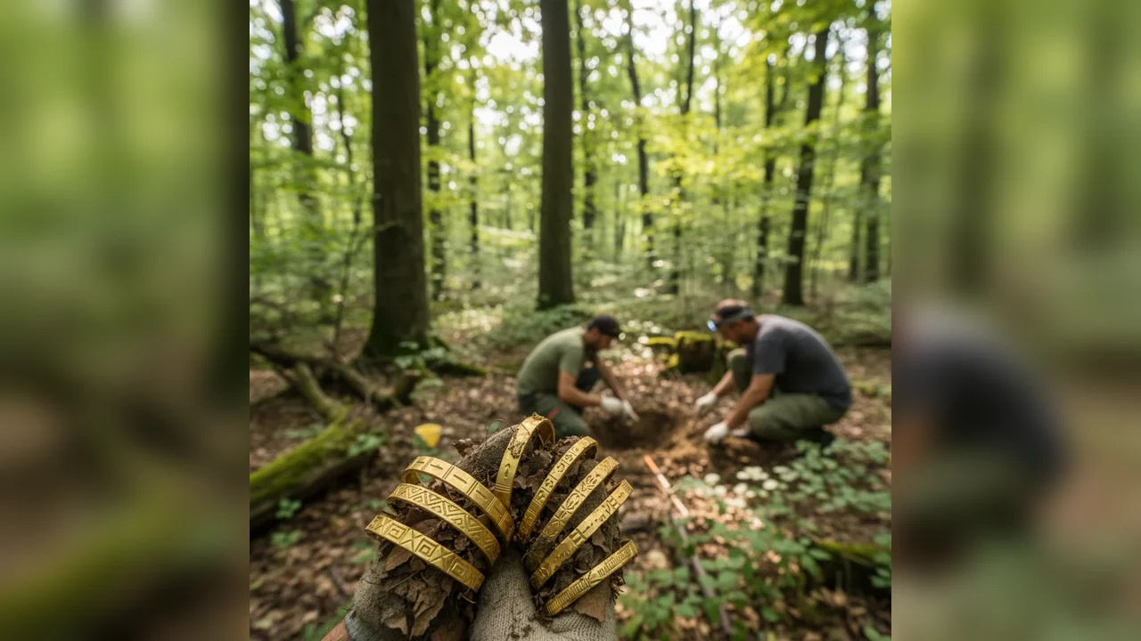 brățări din aur vechi de 3.000 de ani găsite în pădure