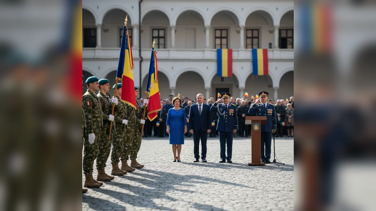 Ceremonie de Ziua Națională a României la Palatul Magna Curia din Deva, în parteneriat cu Batalionul 53 Geniu SCORILO
