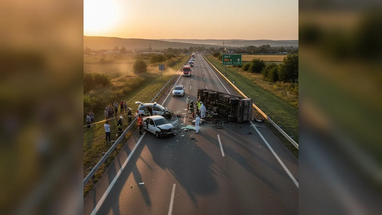 Două persoane au murit într-un accident grav pe DN7, în zona Simeria Veche, pe direcția Orăștie–Deva