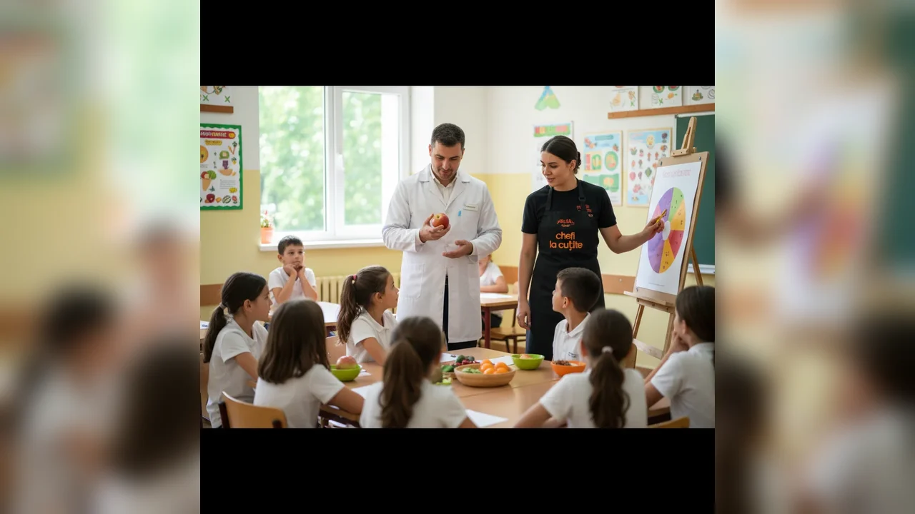Farmacist și finalistă de la Chefi la cuțite susțin lecții de alimentație sănătoasă pentru elevii din localitate