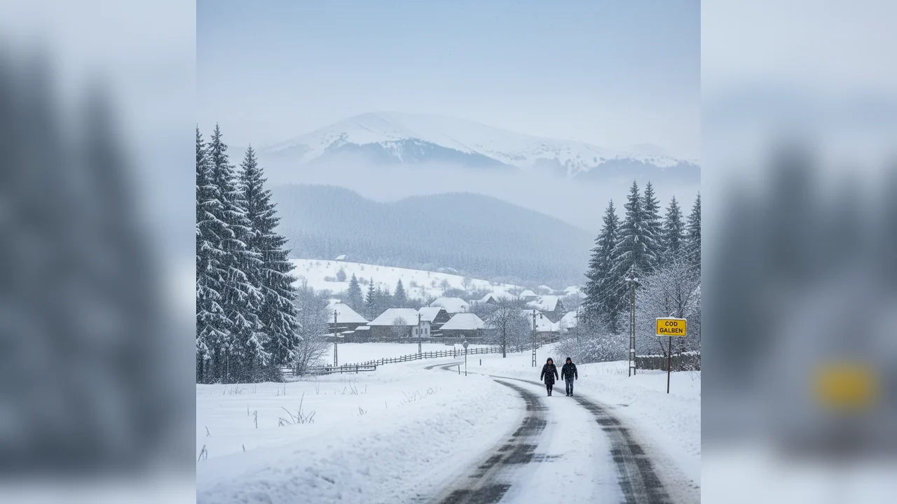 Ger persistent și ninsori la Deva: județul Hunedoara intră sub Cod Galben de temperaturi scăzute