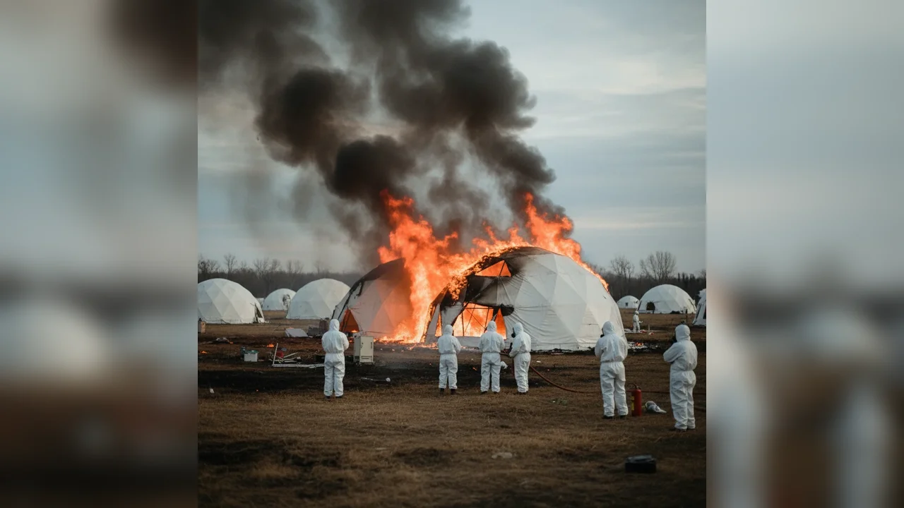 Incendierea corturilor pentru pacienți cu Ebola în Deva