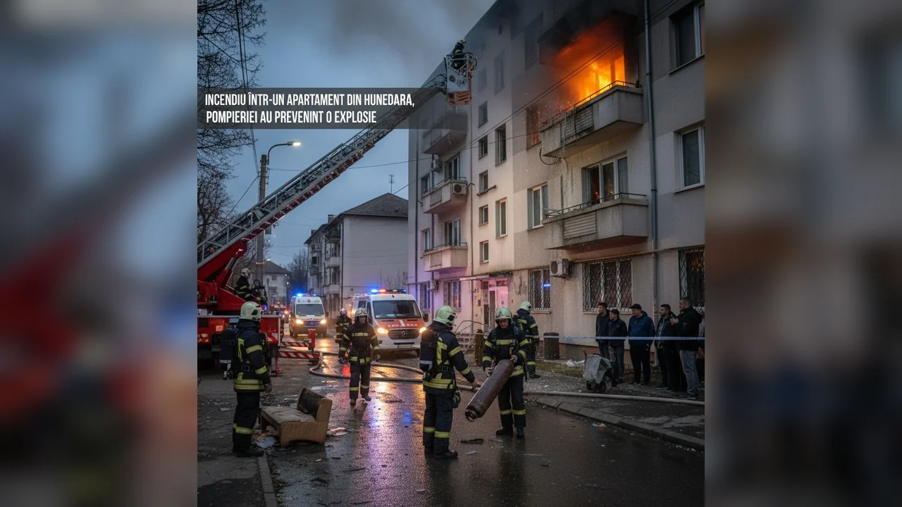 Incendiu într-un apartament din Deva, pompierii intervin rapid și previn o explozie