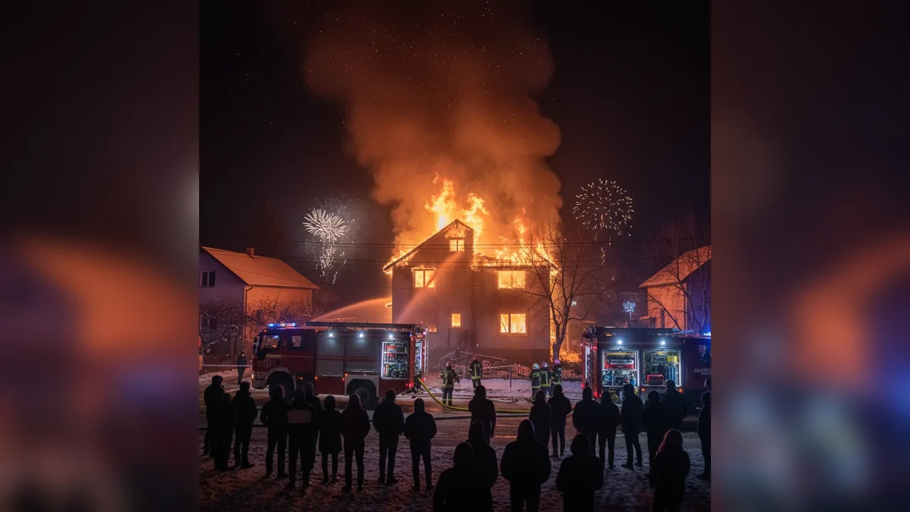 Incendiu la o casă din Deva, în noaptea de Revelion: acoperiș și terasă afectate, fără victime