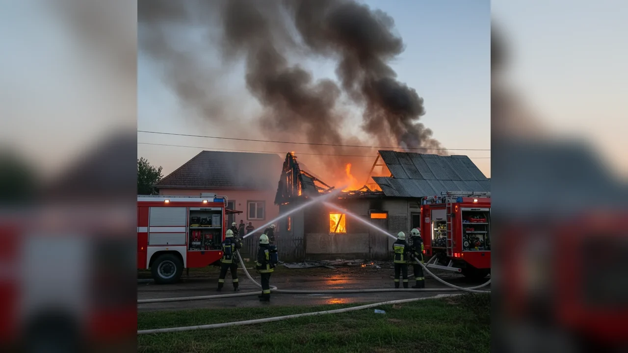 Intervenție de noapte la Deva: incendiu la anexa unei gospodării, lichidat fără victime