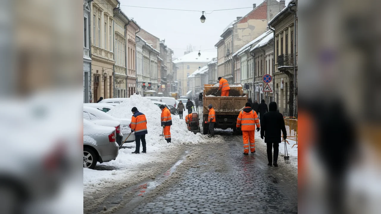 Lucrări provizorii pe străzile din Deva după ninsorile abundente din ianuarie