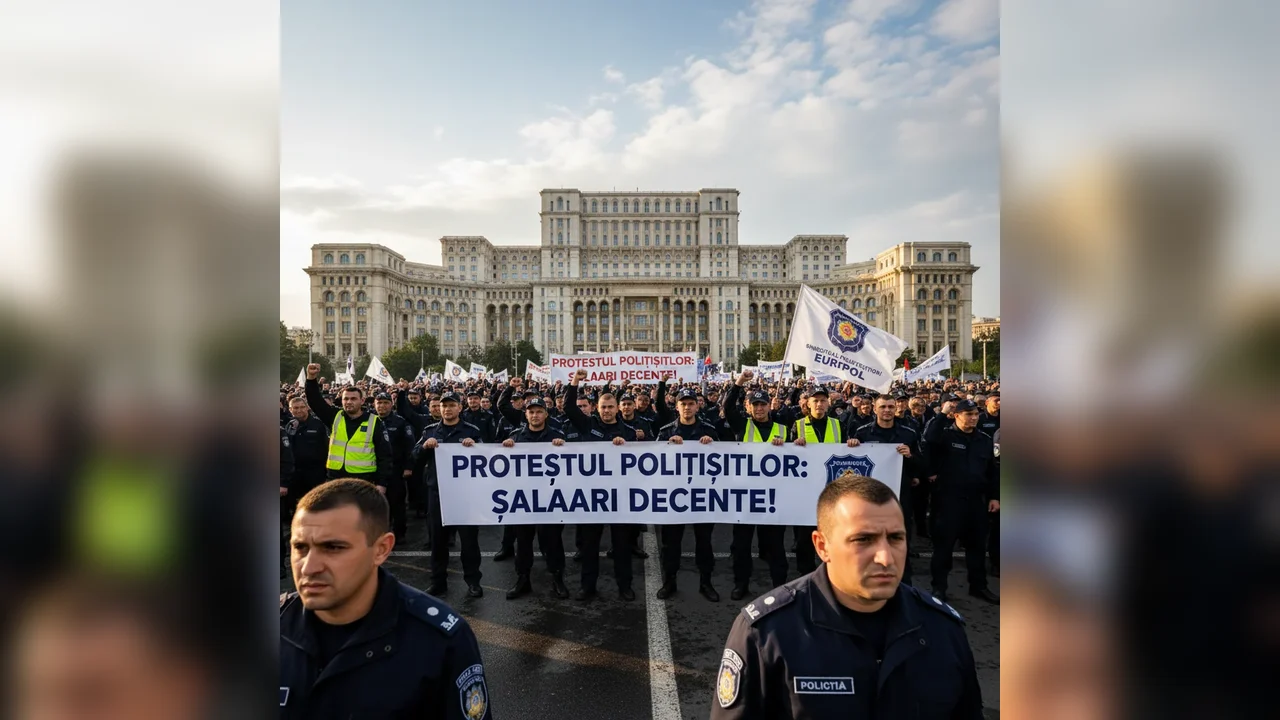 Manifestație a polițiștilor în fața sediului Guvernului
