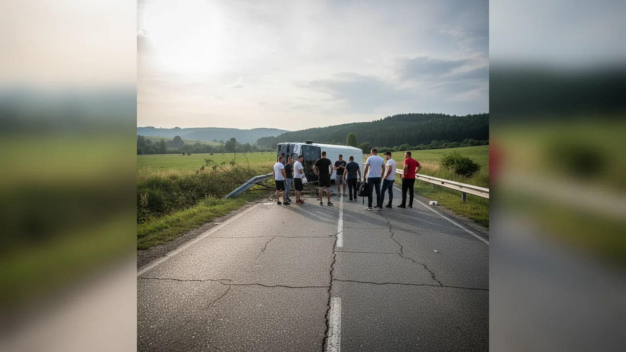 Microbuz de transport persoane răsturnat pe ruta Călan–Deva: opt adulți s-au autoevacuat
