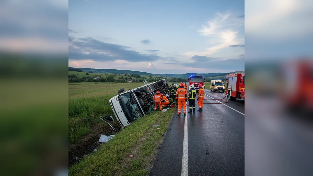 Microbuz răsturnat la Călan, intervenție a pompierilor din Deva în dimineața zilei de 7 ianuarie