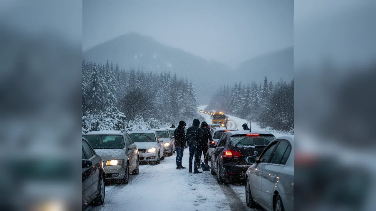 Ninsori la Deva și trafic rutier îngreunat în județul Hunedoara