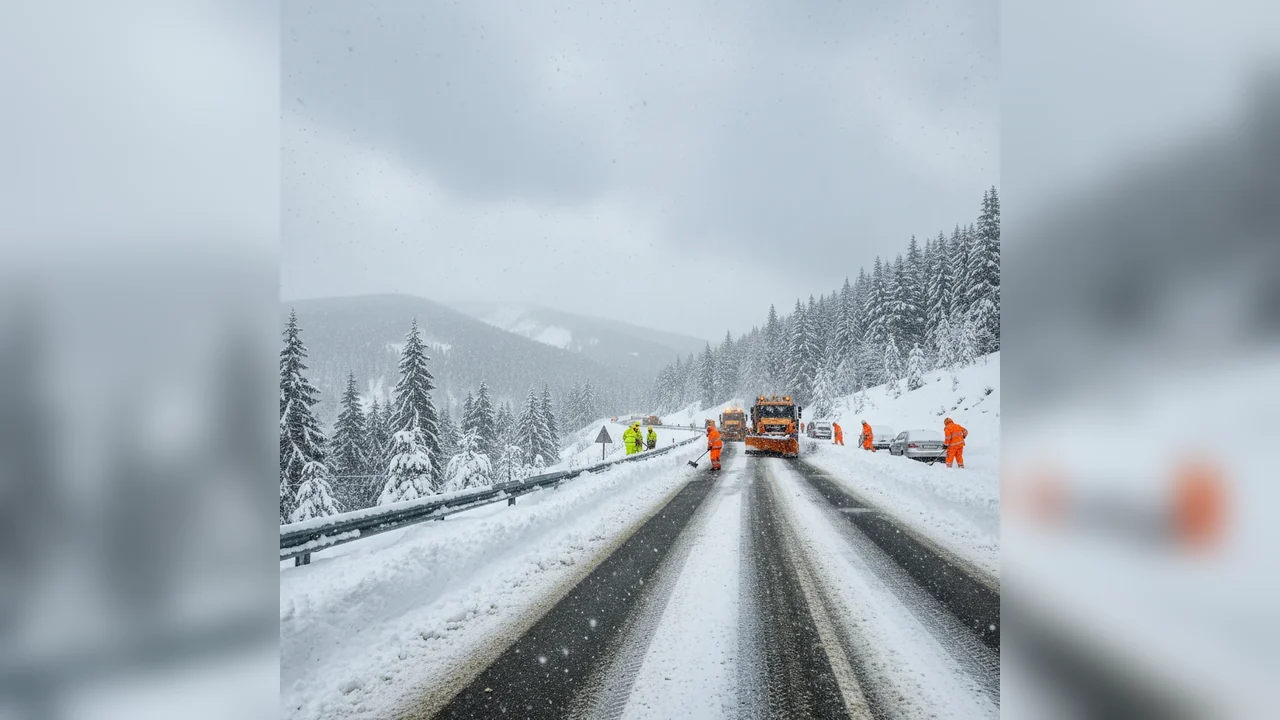 Ninsori la munte și intervenții ale drumarilor în județul Hunedoara, anunțate la Deva