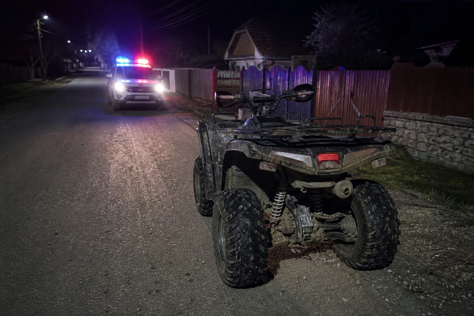 ATV fără numere, oprit la Ocolișu Mare: șoferul avea 0,87 mg/l alcool