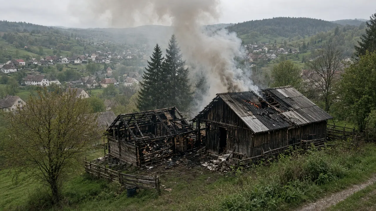 Ohaba Sibișel, Râu de Mori: incendiu la anexe, două femei la spitalul din Hațeg