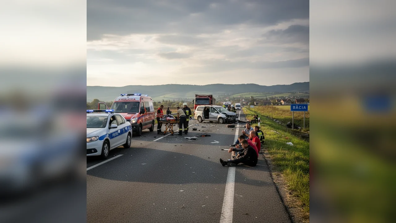 Opt persoane rănite într-un accident rutier grav pe DN 66, în Băcia, județul Hunedoara
