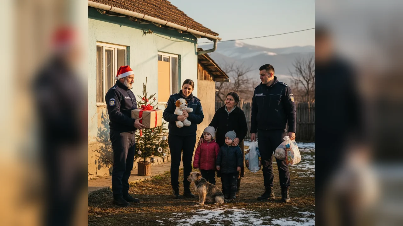 Polițiștii pentru Protecția Animalelor Hunedoara, Moș Crăciun pentru o familie afectată de violența domestică, dar cu speranță neclintită