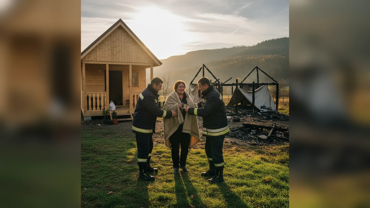 Pompierii din Hunedoara aduc speranță unei femei singure rănite de flăcările care i-au mistuit casa și locuiau într-un cort
