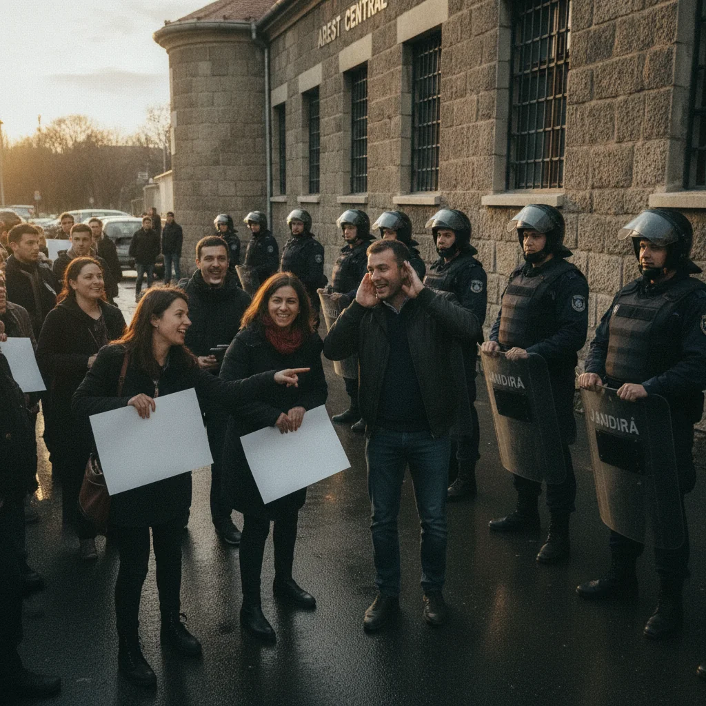 Protest la Arestul Central din Capitală: participanții spun că manifestația este pașnică