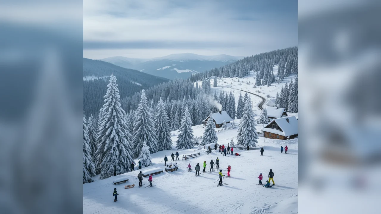 stațiunea montană îmbrăcată în straie de iarnă