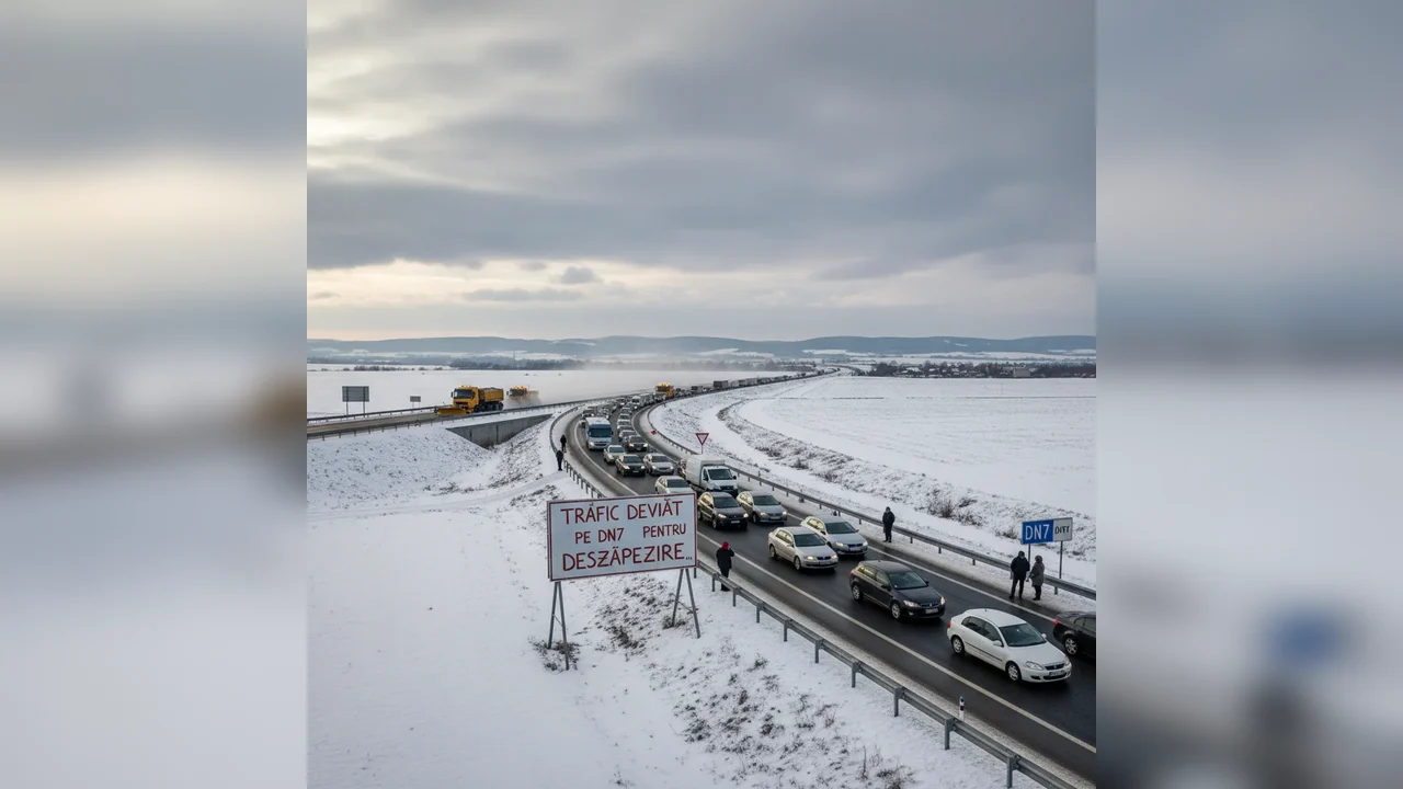 Trafic deviat pe A1 Sibiu–Deva la Ilia, pentru deszăpezire, anunță autoritățile la Deva