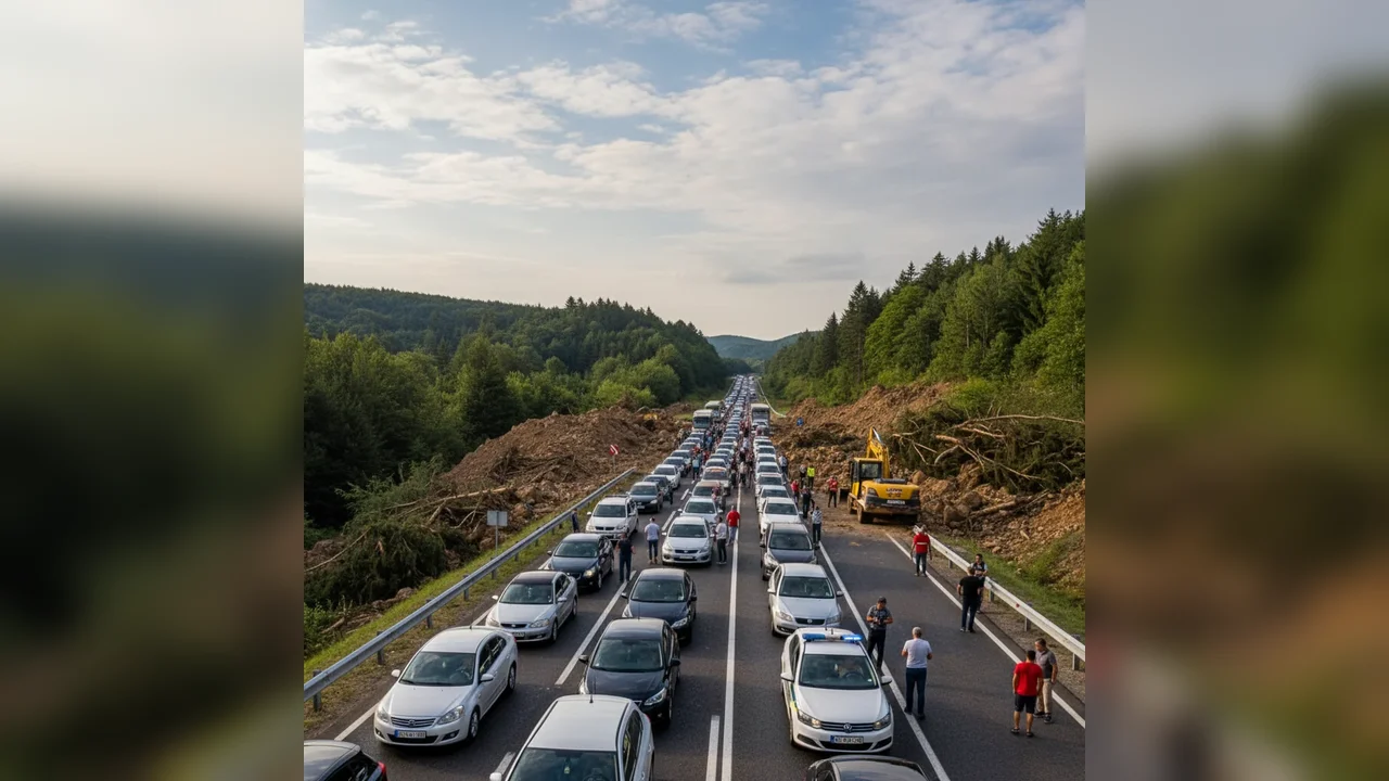 Trafic rutier îngreunat pe DN7, între Arad și Deva, după o alunecare de teren lângă Lipova