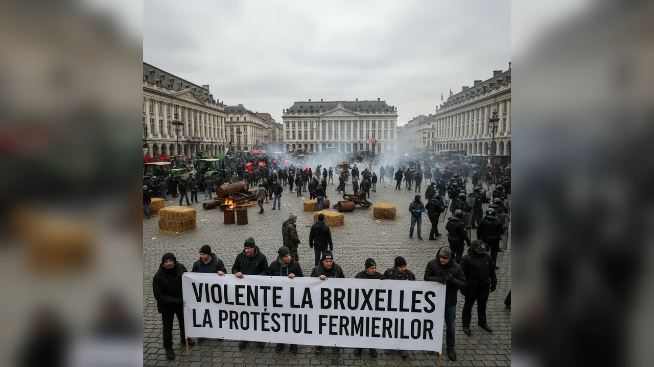 (Video) Ciocniri și violențe la Bruxelles în timpul protestului fermierilor